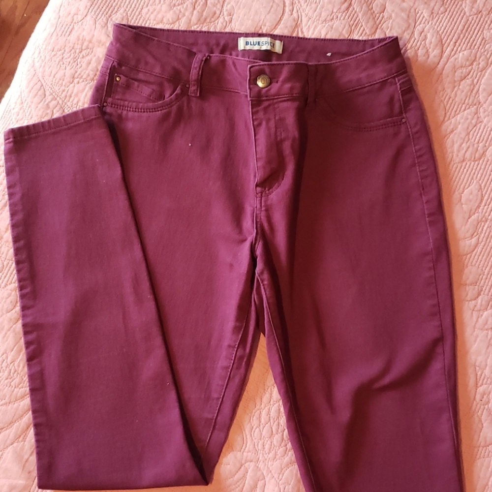 Blue Spice Skinny Jeans, Size 11, Wine